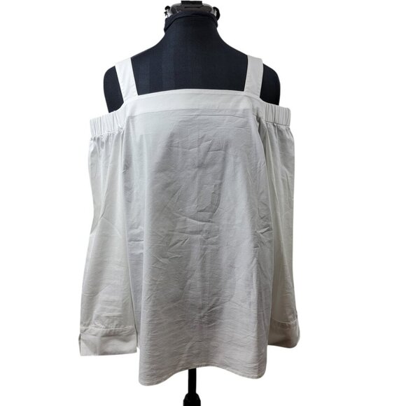 J. Jill White Shirt Collection Off Shoulder Top M Cotton Blend - Picture 1 of 14